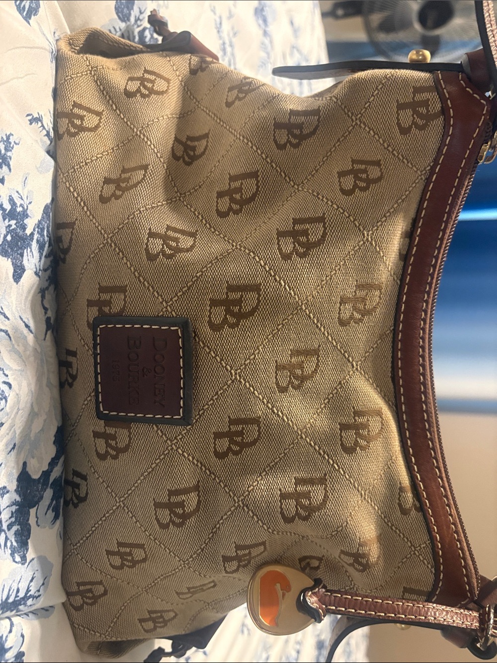 Dooney & Bourke Beige Tan Monogram Shoulder Bag